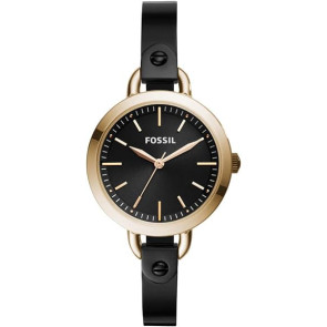 Uhrenarmband Fossil BQ3027 Leder Schwarz 8mm